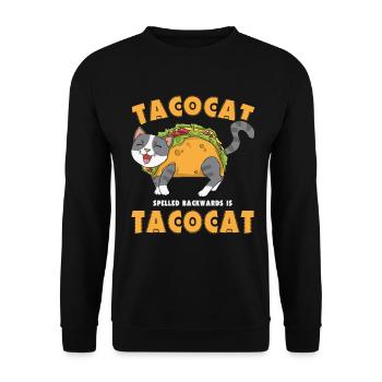 Tacocat rückwärts geschrieben ist Tacocat Ich liebe Katzen - Unisex Pullover - Schwarz - Vorne - Alina (178cm) & Michal (187cm)