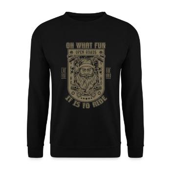 Lustige Weihnachten Motorrad Santa Biker Motorrad - Unisex Pullover - Schwarz - Vorne - Alina (178cm) & Michal (187cm)