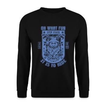 Lustige Weihnachten Motorrad Santa Biker Motorrad - Unisex Pullover - Schwarz - Vorne - Alina (178cm) & Michal (187cm)