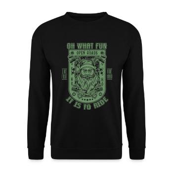 Lustige Weihnachten Motorrad Santa Biker Motorrad - Unisex Pullover - Schwarz - Vorne - Alina (178cm) & Michal (187cm)