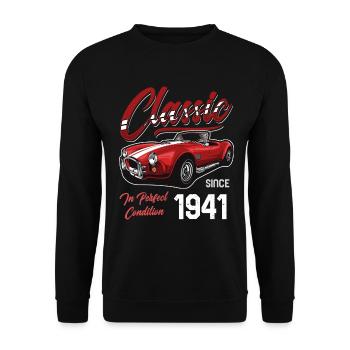 Je ne suis pas vieux Je suis une voiture classique vintage née en 1941 - Sweat-shirt Unisexe - noir - Devant - Alina (178cm) & Michal (187cm)