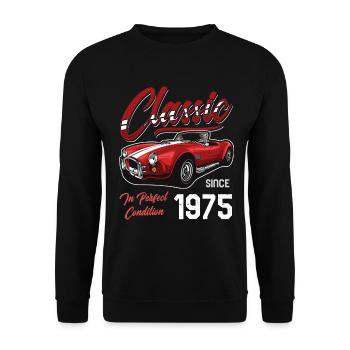 Je ne suis pas vieux Je suis une voiture classique vintage née en 1975 - Sweat-shirt Unisexe - noir - Devant - Alina (178cm) & Michal (187cm)