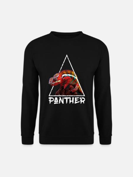 Panther Chameleon Distressed Geometric - Unisex Sweatshirt - black