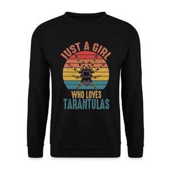Nur ein Mädchen, das Vogelspinnen Retro liebt - Unisex Pullover - Schwarz - Vorne - Alina (178cm) & Michal (187cm)