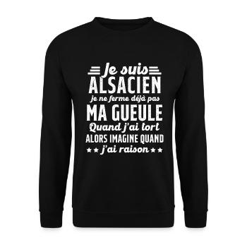 Alsacien je ferme pas ma gueule humour alsace - Sweat-shirt Unisexe - noir - Devant - Alina (178cm) & Michal (187cm)