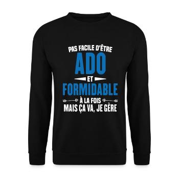 Pas Facile d'Être Ado Et Formidable À La Fois - Sweat-shirt Unisexe - noir - Devant - Alina (178cm) & Michal (187cm)