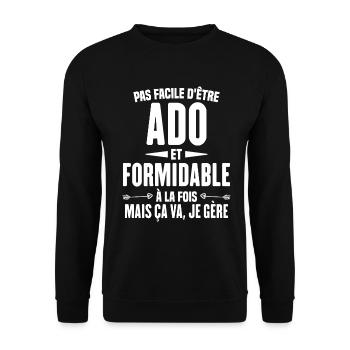 Pas Facile d'Être Ado Et Formidable À La Fois - Sweat-shirt Unisexe - noir - Devant - Alina (178cm) & Michal (187cm)