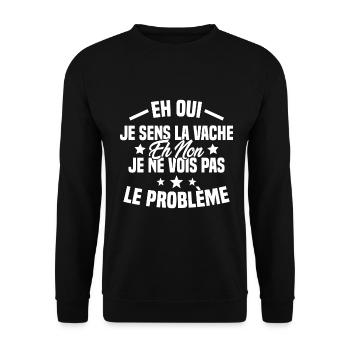 Eh oui je sens la vache - Sweat-shirt Unisexe - noir - Devant - Alina (178cm) & Michal (187cm)
