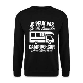 J'peux pas j'me barre en camping car avec mon mari - Sweat-shirt Unisexe - noir - Devant - Alina (178cm) & Michal (187cm)