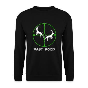 Humour Chasseur Fast Food Cible Chasse - Sweat-shirt Unisexe - noir - Devant - Alina (178cm) & Michal (187cm)