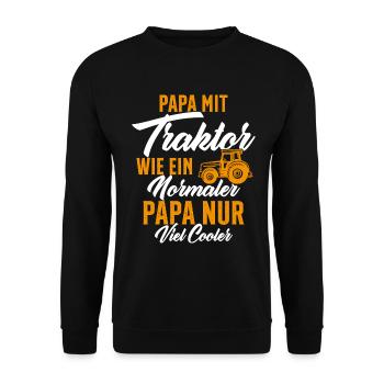 Papa nit traktor wie ein normaler - Unisex Pullover - Schwarz - Vorne - Alina (178cm) & Michal (187cm)