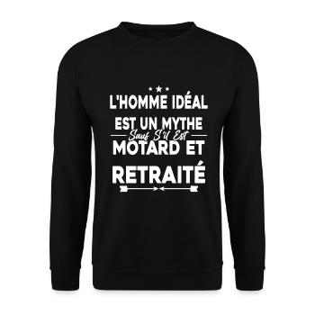 Retired Biker Retired Motorcycle Gift - Unisex Sweatshirt - black - Front - Alina (178cm) & Michal (187cm)