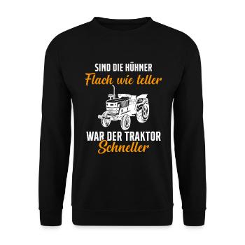 Traktor Trecker Spruch Bauernhof Landwirt Bauer - Unisex Pullover - Schwarz - Vorne - Alina (178cm) & Michal (187cm)