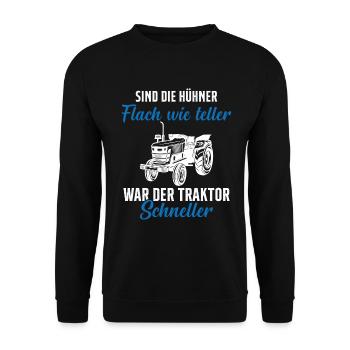 Traktor Trecker Spruch Bauernhof Landwirt Bauer - Unisex Pullover - Schwarz - Vorne - Alina (178cm) & Michal (187cm)