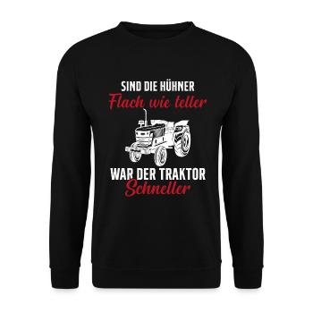 Traktor Trecker Spruch Bauernhof Landwirt Bauer - Unisex Pullover - Schwarz - Vorne - Alina (178cm) & Michal (187cm)