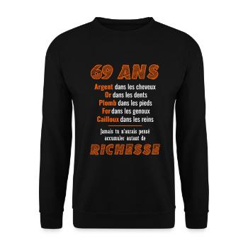 69 Jahre alter Geburtstag Lustige Geschenkidee - Unisex Pullover - Schwarz - Vorne - Alina (178cm) & Michal (187cm)