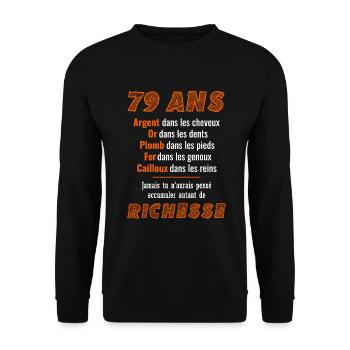 79 Jahre alter Geburtstag Lustige Geschenkidee - Unisex Pullover - Schwarz - Vorne - Alina (178cm) & Michal (187cm)