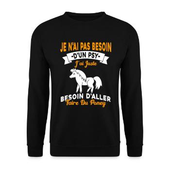 cadeau cheval poney besoin d'aller faire du poney - Sweat-shirt Unisexe - noir - Devant - Alina (178cm) & Michal (187cm)