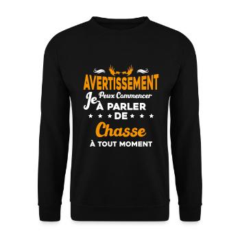 Parler de chasse à tout moment Humour chasseur - Sweat-shirt Unisexe - noir - Devant - Alina (178cm) & Michal (187cm)