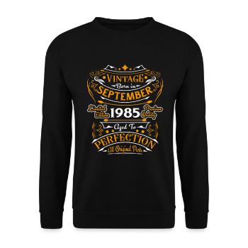 September 1985 Vintage Retro Birthday Gift - Unisex Sweatshirt - black - Front - Alina (178cm) & Michal (187cm)