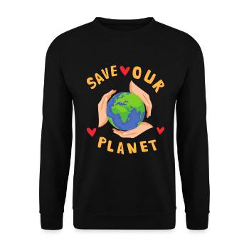 Save Our Planet Climate Change Sustainable - Unisex Sweatshirt - black - Front - Alina (178cm) & Michal (187cm)