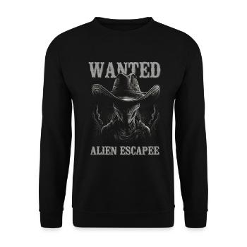 Wanted Alien Escapee - Alien Freunde Nerds Humour - Sweat-shirt Unisexe - noir - Devant - Alina (178cm) & Michal (187cm)