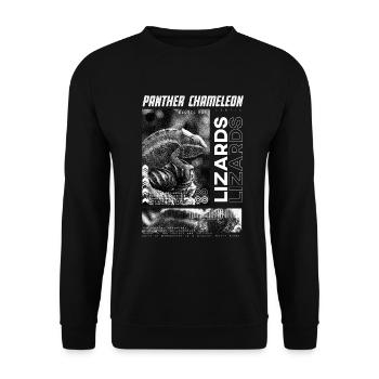Panther Chamäleon Modern Streetwear Reptilienpfleger - Unisex Pullover - Schwarz - Vorne - Alina (178cm) & Michal (187cm)
