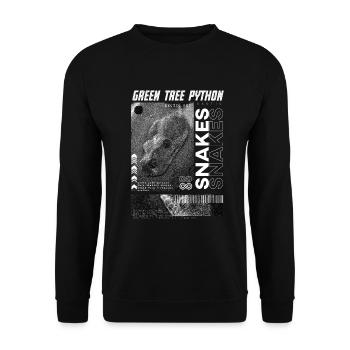 Green Tree Python Gardien de reptiles Streetwear moderne - Sweat-shirt Unisexe - noir - Devant - Alina (178cm) & Michal (187cm)
