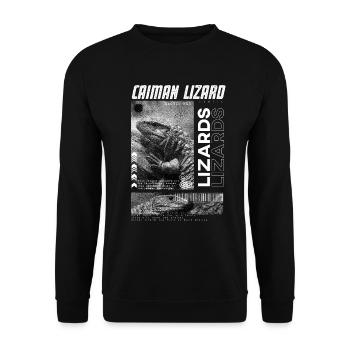Kaiman-Eidechse Moderne Streetwear Reptilienpfleger - Unisex Pullover - Schwarz - Vorne - Alina (178cm) & Michal (187cm)
