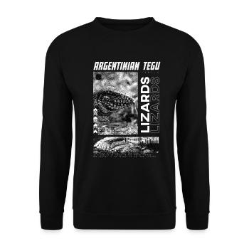 Argentinischer Tegu Lizard Streetwear Reptilienpfleger - Unisex Pullover - Schwarz - Vorne - Alina (178cm) & Michal (187cm)
