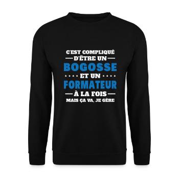 Bogosse Et Formateur Cadeau Meilleur Collègue - Sweat-shirt Unisexe - noir - Devant - Alina (178cm) & Michal (187cm)