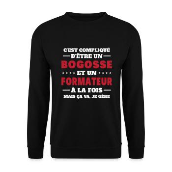 Bogosse Et Formateur Cadeau Meilleur Collègue - Sweat-shirt Unisexe - noir - Devant - Alina (178cm) & Michal (187cm)