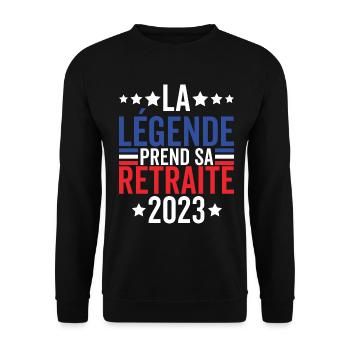 La Légende Prend Sa Retraite 2023 Retraité 2023 - Sweat-shirt Unisexe - noir - Devant - Alina (178cm) & Michal (187cm)