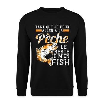 Pèche le reste je m'en fish Pêcheur poissons - Sweat-shirt Unisexe - noir - Devant - Alina (178cm) & Michal (187cm)