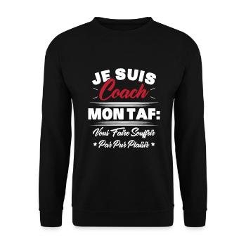 Homme Coach Humour Cadeau Sportif Coach - Sweat-shirt Unisexe - noir - Devant - Alina (178cm) & Michal (187cm)