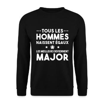Grade major cadeau drôle militaire armée - Sweat-shirt Unisexe - noir - Devant - Alina (178cm) & Michal (187cm)