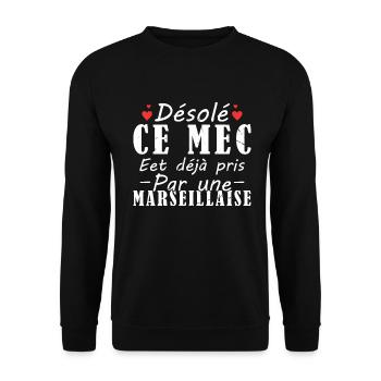 Mec Avec Marseillaise Cadeau Couple Saint Valentin - Sweat-shirt Unisexe - noir - Devant - Alina (178cm) & Michal (187cm)