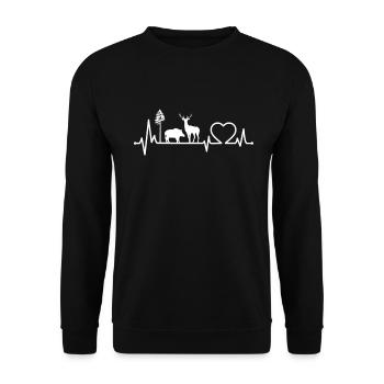 Hunter Hunting Heartbeat Boar Deer - Unisex Sweatshirt - black - Front - Alina (178cm) & Michal (187cm)