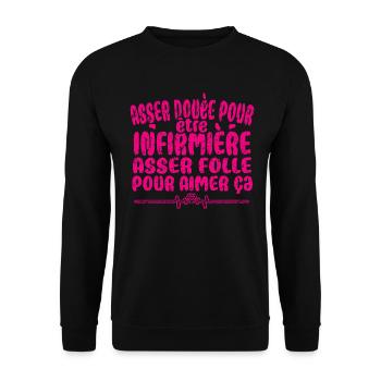 unique and original gift idea for a Nurse - Unisex Sweatshirt - black - Front - Alina (178cm) & Michal (187cm)