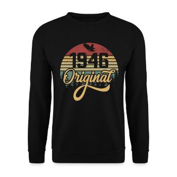 Original 1946 Jahrgang - 1946 Geburtstagsgeschenk - Unisex Pullover - Schwarz - Vorne - Alina (178cm) & Michal (187cm)