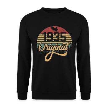 Original 1935 Vintage - 1935 Birthday Gift - Unisex Sweatshirt - black - Front - Alina (178cm) & Michal (187cm)