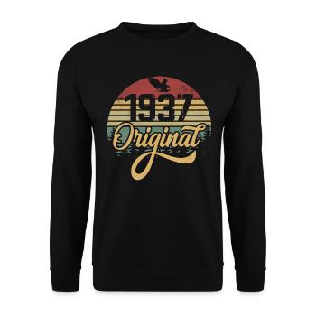 Original 1937 Vintage - Cadeau D’anniversaire 1937 - Sweat-shirt Unisexe - noir - Devant - Alina (178cm) & Michal (187cm)
