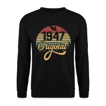 Original 1947 Vintage - Cadeau D’anniversaire 1947 - Sweat-shirt Unisexe - noir - Devant - Alina (178cm) & Michal (187cm)