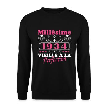 Woman Vintage 1934 Birthday Gift Humor - Unisex Sweatshirt - black - Front - Alina (178cm) & Michal (187cm)