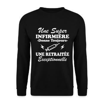 Pensionierte Krankenschwester Humor Ruhestandsgeschenk - Unisex Pullover - Schwarz - Vorne - Alina (178cm) & Michal (187cm)