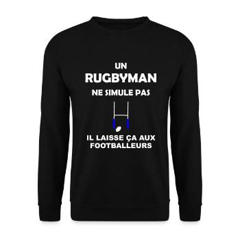 Rugbyman - Rugby - rugbyman contre footballeur - Sweat-shirt Unisexe - noir - Devant - Alina (178cm) & Michal (187cm)