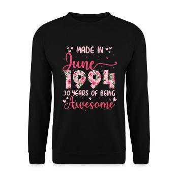Juni 1994 Geschenk zum 30-jährigen Jubiläum für Frauen - Unisex Pullover - Schwarz - Vorne - Alina (178cm) & Michal (187cm)