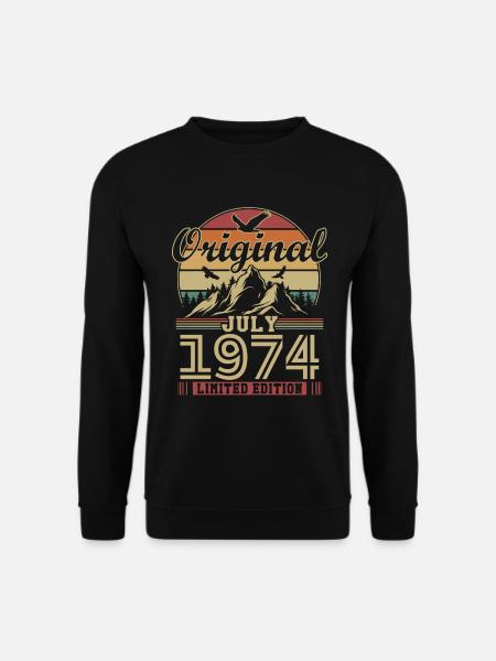 Original Juli 1974 Vintage Geburtstagsgeschenk - Unisex Pullover - Schwarz