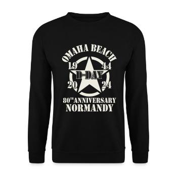 Omaha Beach 1944 D-Day 2024 80e anniversaire - Sweat-shirt Unisexe - noir - Devant - Alina (178cm) & Michal (187cm)