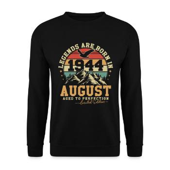August 1944 Vintage Retro Geburtstag 1944 Geschenk - Sweat-shirt Unisexe - noir - Devant - Alina (178cm) & Michal (187cm)